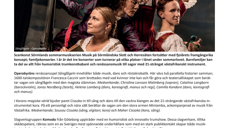 Familjekonserter med Scenkonst Sörmland i sommar