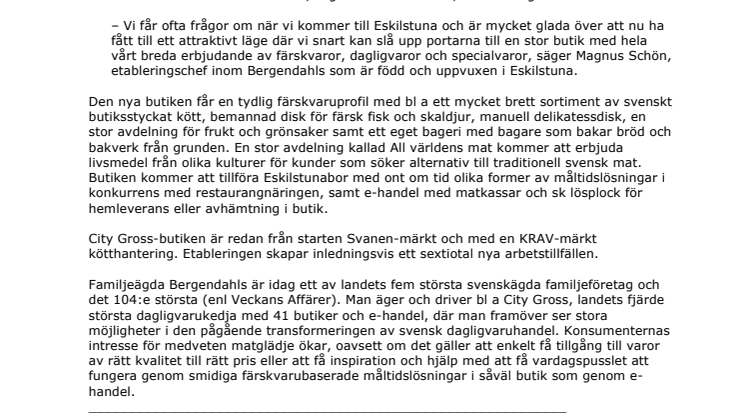Efterlängtad City Gross ökar konkurrensen i Eskilstuna