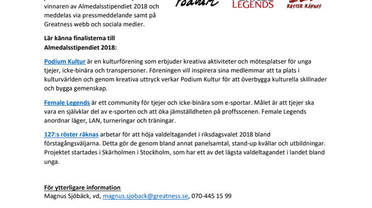 Almedalsstipendiet 2018: Här är finalisterna