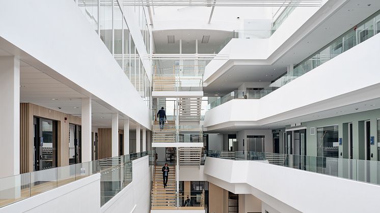 Om- och tillbyggnad av Högskolan i Halmstad - Hus S, ett uppdrag som är utformat av Fredblad. Foto: Per Kårehed