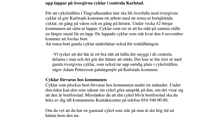 Höststädning i Tingvallastadens cykelställ