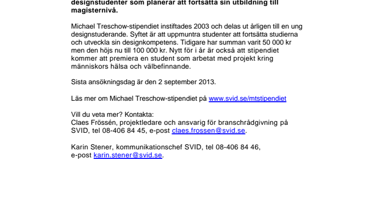 Michael Treschow-stipendiet höjs till 100 000 kronor