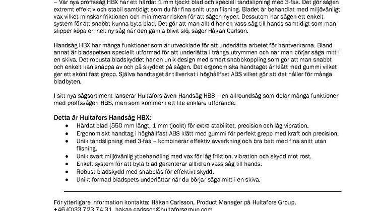 PR-text Handsåg