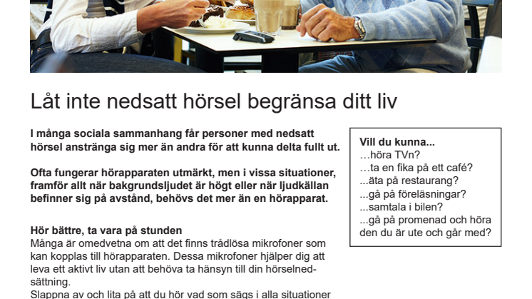 Låt inte nedsatt hörsel begränsa ditt liv