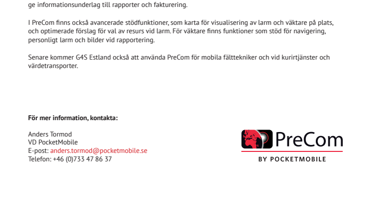 Estlands ledande bevakningsföretag väljer PreCom