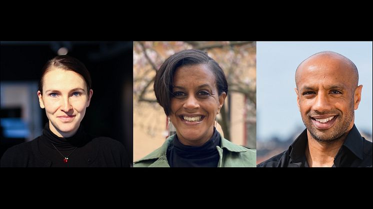 Kajsa Asplund, Anna Carlsson Sigstedt och Aaron Kroon deltar i debatten om affärsnyttan med mångfald på Jobbfestivalen i Kungsträdgården 14 sept. 2022.