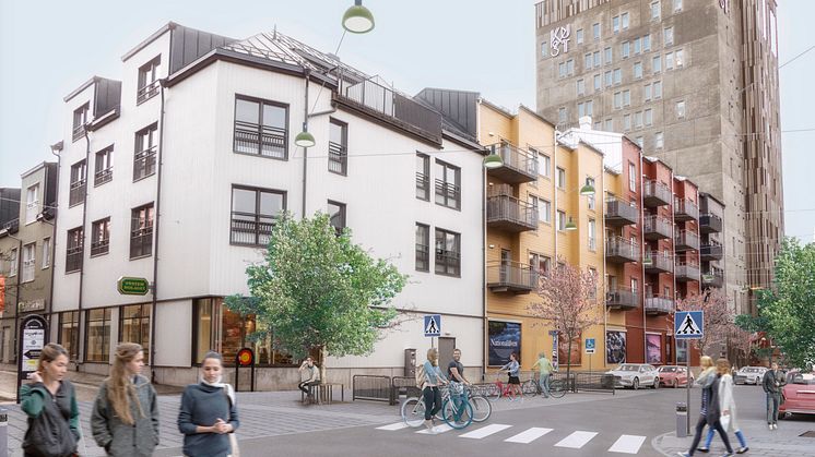 Visionsskiss av Lillbrogatan efter ombyggnation. Visionsskiss: Norconsult