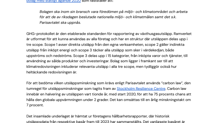 Analys: Klimatrapporteringen hos 24 bolag med statligt ägande
