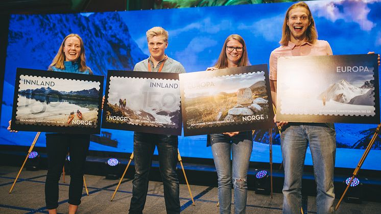 Frimerker med frisk luft og fri natur hedrer Turistforeningen