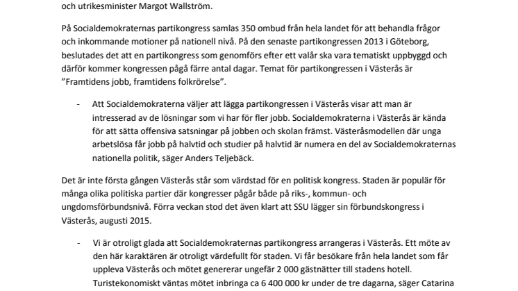 Socialdemokraternas partikongress till Västerås 