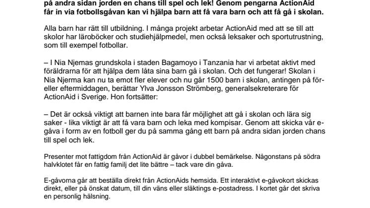 En fotboll från ActionAid räcker längre än fotbolls-VM