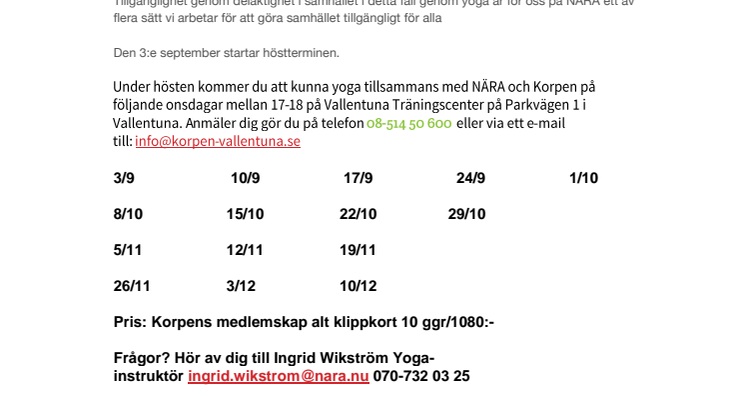 NÄRAyoga, en del i vårt arbete för att tillgängliggöra samhället för alla
