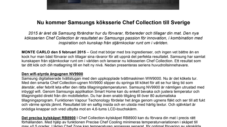Nu kommer Samsungs köksserie Chef Collection till Sverige