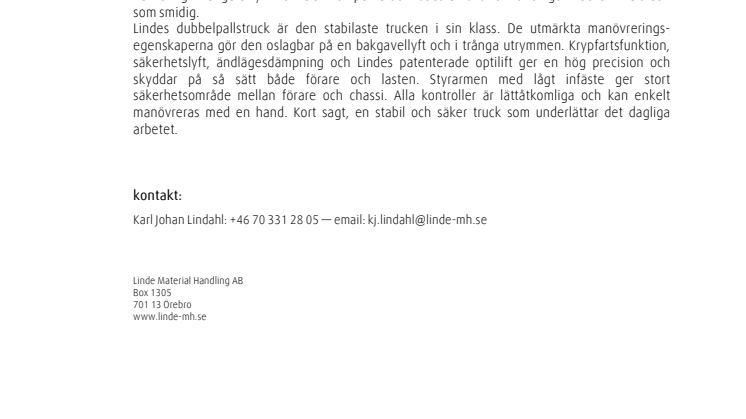 Nyhet från World of Material Handling -  Den kompakta dubbelstaplaren 