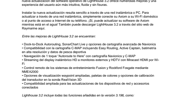 Raymarine: Actualización de software Axiom de Raymarine: el nuevo LightHouse 3.2 ofrece mejoras adicionales