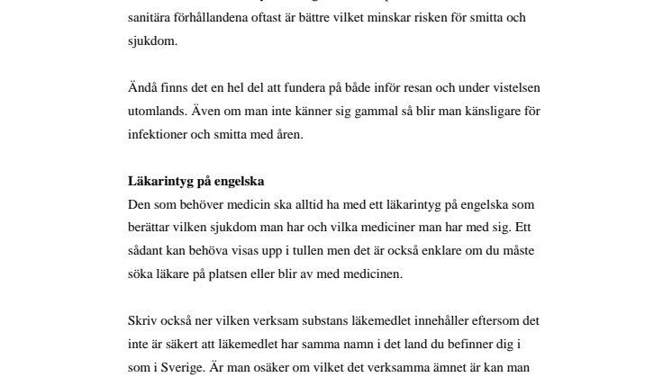 Kom ihåg för äldre på resande fot