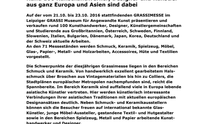 Pressemitteilung zur Grassimesse 2016