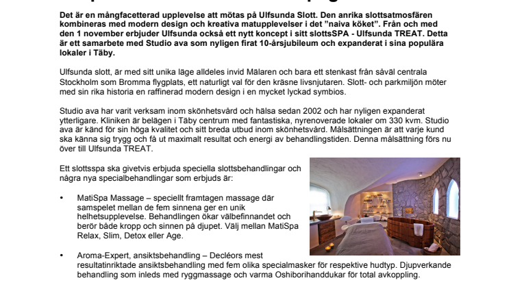 Ulfsunda Slott och Studio Ava skapar SlottsSPA intill champagnekällaren