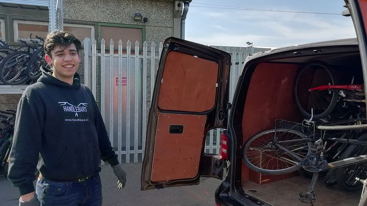 Handlebars' Andre Noble loading van at Horsham depot