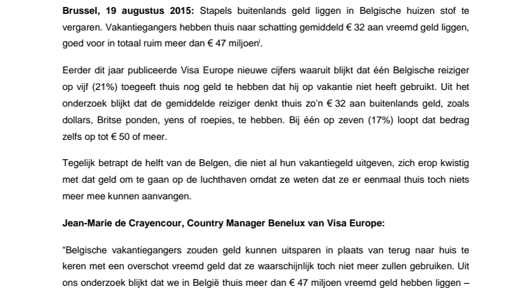 ‘Vergeten’ geld: Belgische vakantiegangers hebben thuis € 47 miljoen aan buitenlands geld liggen 