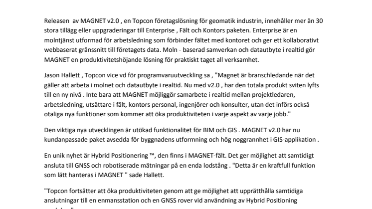 Top Position presenterar MAGNET v2.0 från Topcon med utökade funktioner och anslutningsmöjligheter