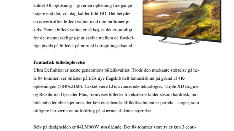 LG LANCERER VERDENS STØRSTE TV MED 4K-OPLØSNING 