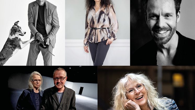 Bildtext: Ulf Rollof, Nahid Persson, Alexander Ekman, Staffan Valdemar Holm och Bente Lykke Møller samt Merit Hemmingson. Foto: Andreas Sjödin, Gustav Kaiser, Tobias Regell/Amarta Magazine, Michael Paldan och Annie Brickman.