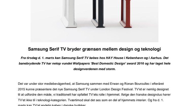 Samsungs Serif TV bryder grænsen mellem design og teknologi