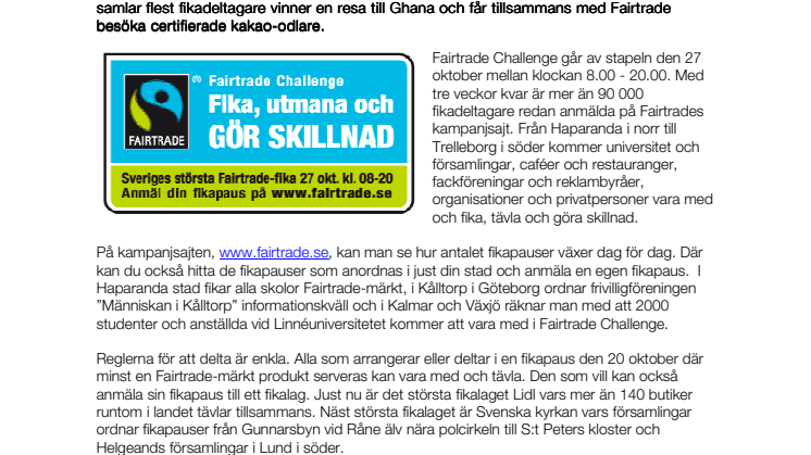 Fairtrade laddar upp inför Sveriges största fikapaus