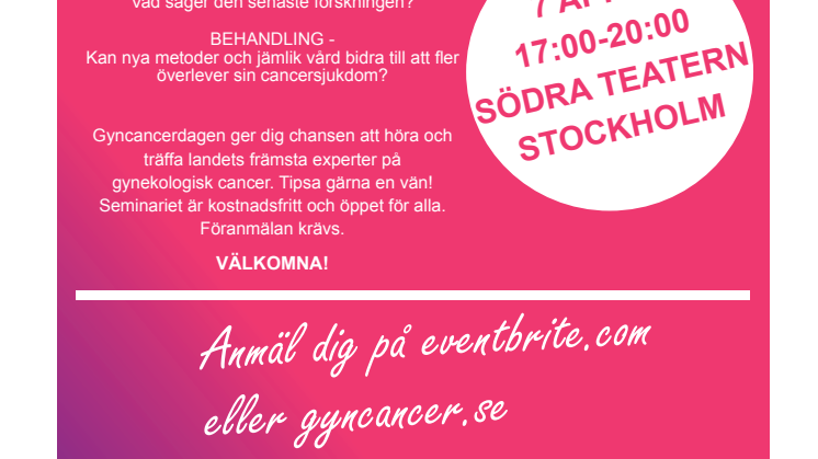 Pressinbjudan: Gyncancerdagen 2014 i Stockholm den 7 april