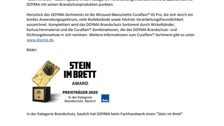 DOYMA-Pressemitteilung: DOYMA hat beim Handwerk einen "Stein im Brett"