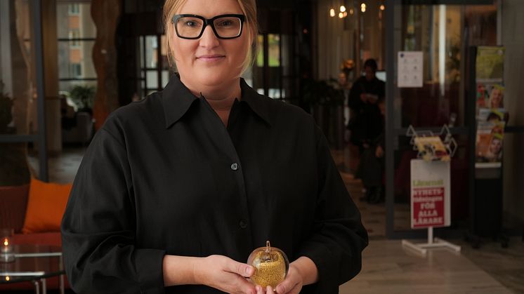 Karolin Wagner, slöjdlärare, Innovitaskolan Landskrona. Andrapristagare lärarpriset Guldäpplet 2021. Foto Bo Helmersson.