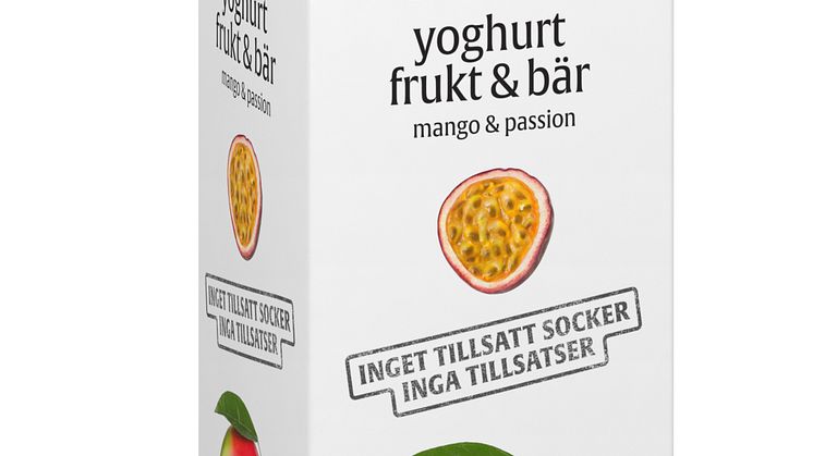 ”Skånemejerier Bara” - Sveriges enda yoghurt utan tillsatt socker eller tillsatser - kommer nu med ny smak av Mango & Passion
