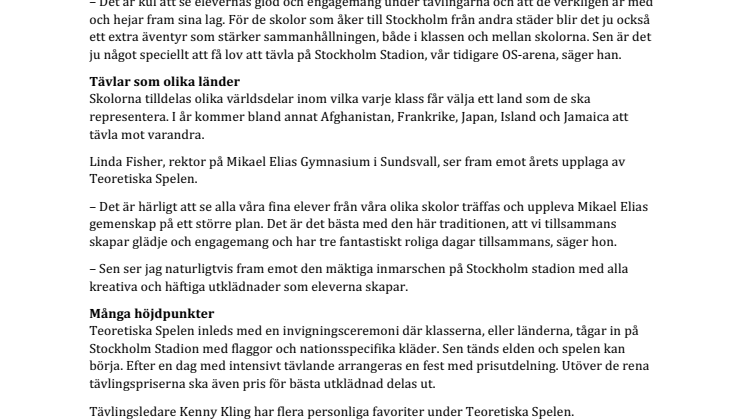 Nionde upplagan av Teoretiska Spelen på Stadion