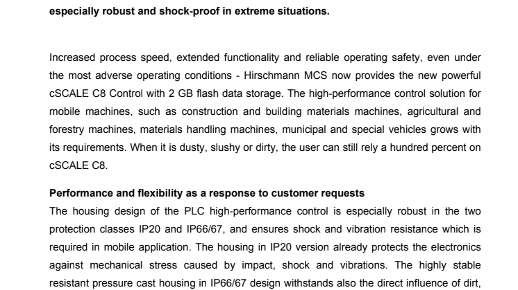 First 1 GHz control for mobile work machines