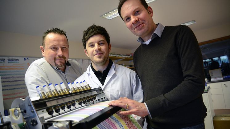 L-R: Multichem managing director Michael Nelson, Multichem product development manager Dr Tom Winstanley and Professor Justin Perry of Northumbria University.