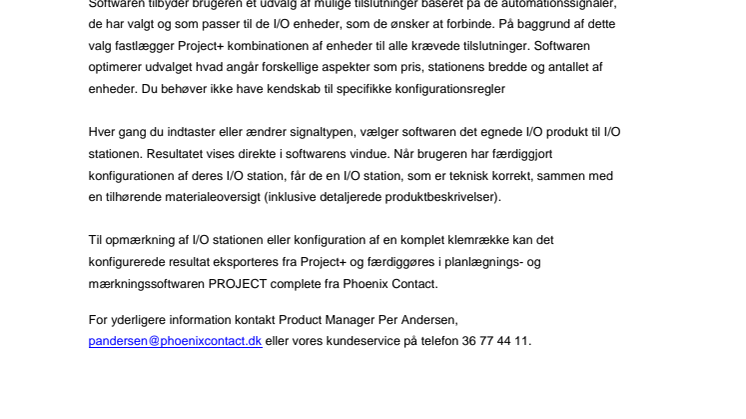 Nem planlægning af I/O stationer
