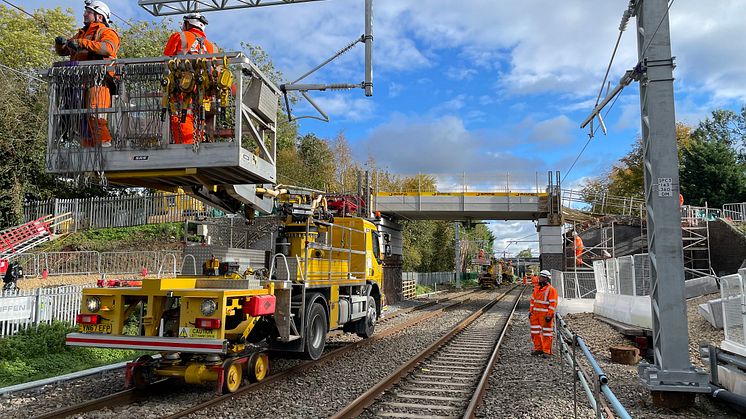 Network Rail working on Midland Main Line overhead wires 