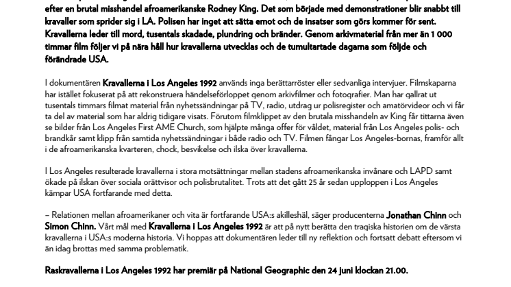 Dokumentär: Kravallerna i Los Angeles 1992