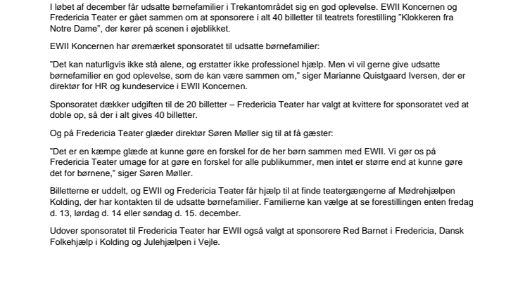 Udsatte børnefamilier får en tur i teateret 