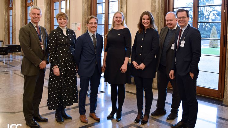 fr.v. Crispin Conroy, ICC, Malin Nordin, IKEA, Mikael Anzén, WTO-ambassadör, Anna Åkesson, Skanska, Susanna Zeko, ICC Sverige, Pär Larshans, Ragn-Sells, Daniel Badman, Stora Enso