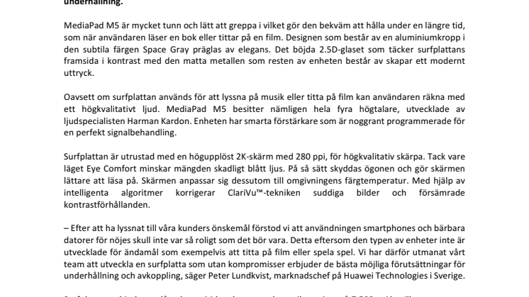 MediaPad M5: Huaweis senaste surfplatta optimal för ljud- och videoupplevelser