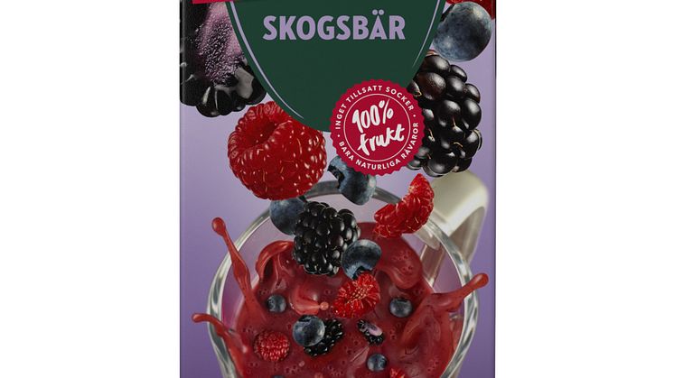 Vår senaste nyhet ”Skogsbär” består endast av 100% frukt och bär, utan tillsatt socker eller andra tillsatser.