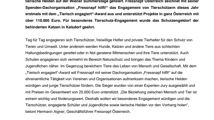 Goldener Fressnapf für steirische Tierschützer