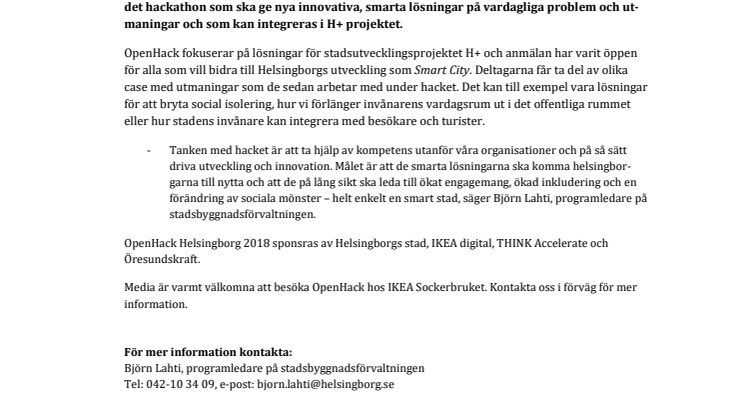 Smartathon ska ge innovativa lösningar till H+ området