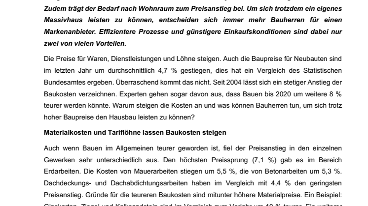 Die Baukosten steigen weiter – was Bauherren jetzt tun können 