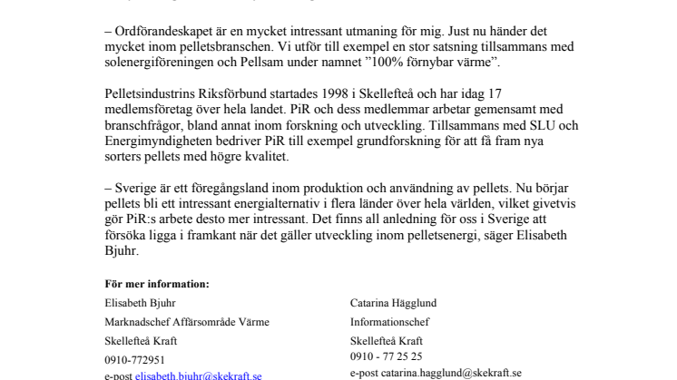 Elisabeth ny ordförande för PiR