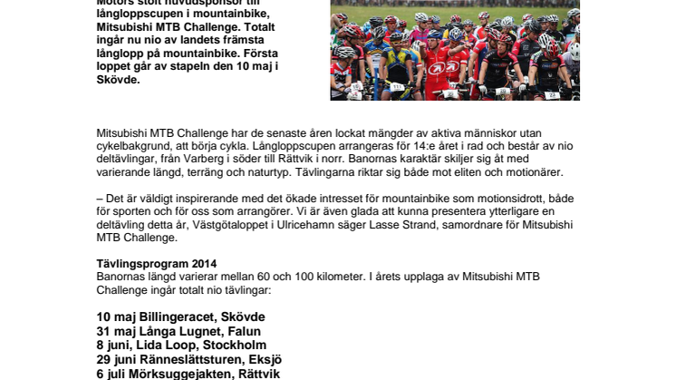 Nu startar årets Mitsubishi MTB Challenge