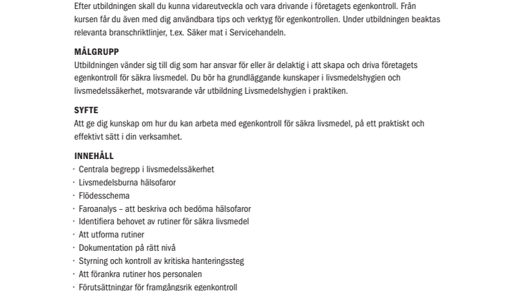 Egenkontroll i praktiken
