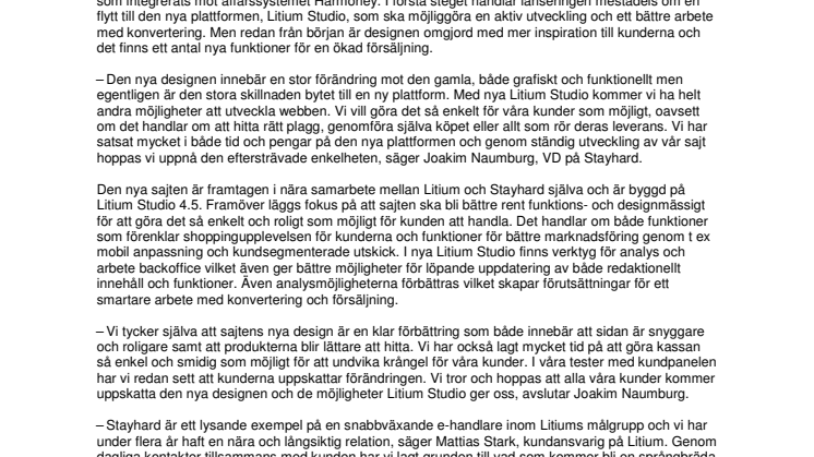 Stayhard.se lanserar ny e-handel med Litium